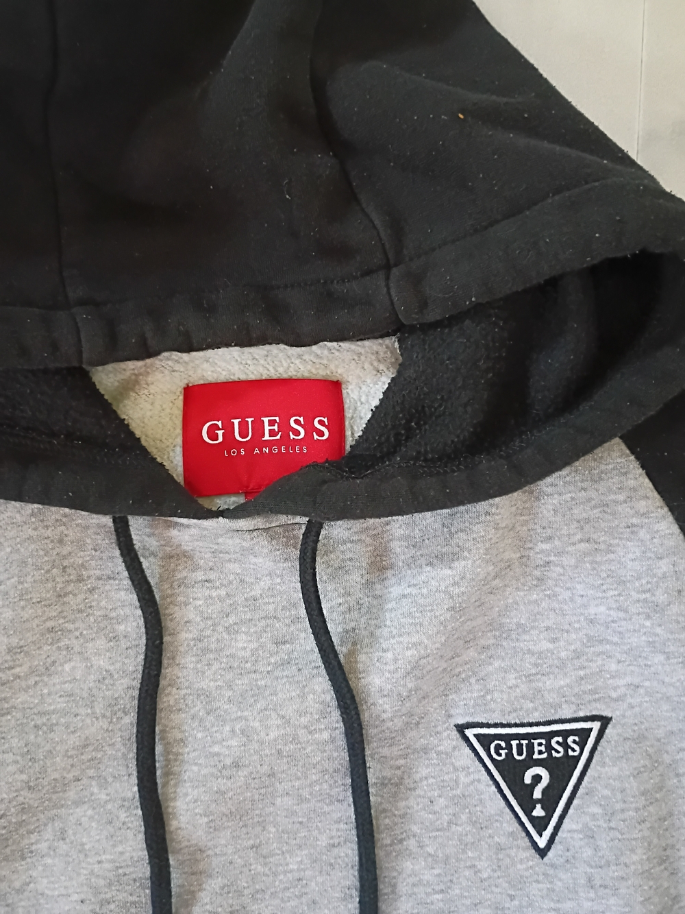 GUESS Men's Two-Tone Black & Gray Hoodie